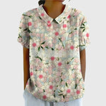 Katharina Floral Linen Blouse with Peter Pan Collar