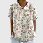Katharina Floral Linen Blouse with Peter Pan Collar