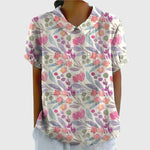 Katharina Floral Linen Blouse with Peter Pan Collar