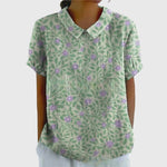 Katharina Floral Linen Blouse with Peter Pan Collar