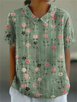 Clara Short-Sleeve Floral Print Shirt Blouse