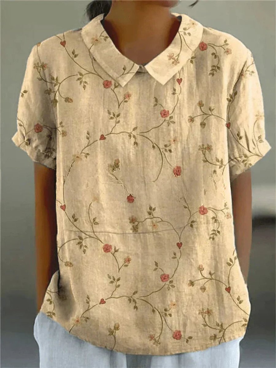 Clara Short-Sleeve Floral Print Shirt Blouse