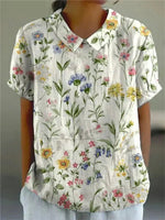 Clara Short-Sleeve Floral Print Shirt Blouse
