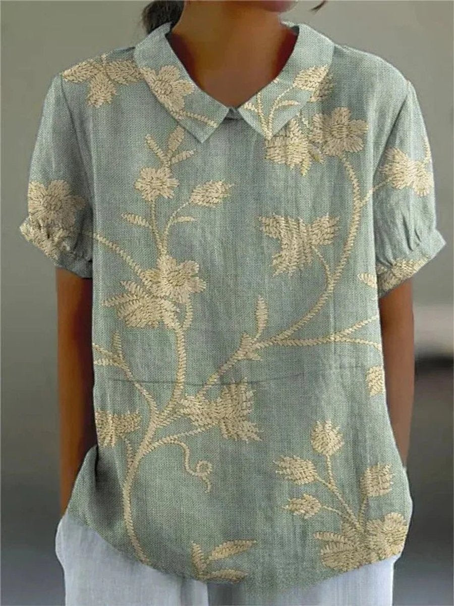 Clara Short-Sleeve Floral Print Shirt Blouse