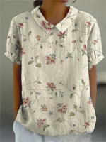 Clara Short-Sleeve Floral Print Shirt Blouse