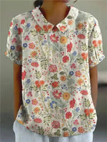 Clara Short-Sleeve Floral Print Shirt Blouse