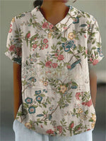 Clara Short-Sleeve Floral Print Shirt Blouse