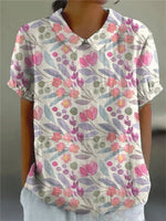 Clara Short-Sleeve Floral Print Shirt Blouse