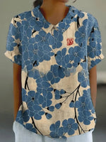 Clara Short-Sleeve Floral Print Shirt Blouse