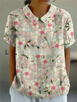 Clara Short-Sleeve Floral Print Shirt Blouse