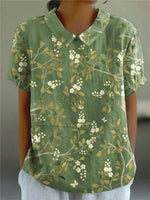Clara Short-Sleeve Floral Print Shirt Blouse