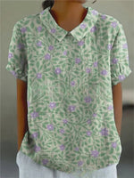 Clara Short-Sleeve Floral Print Shirt Blouse