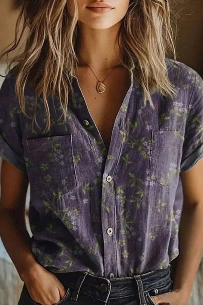 Elisabeth Floral Vintage Print Cotton Blouse