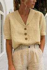 Marlene Button-Up Blouse with Notch Collar