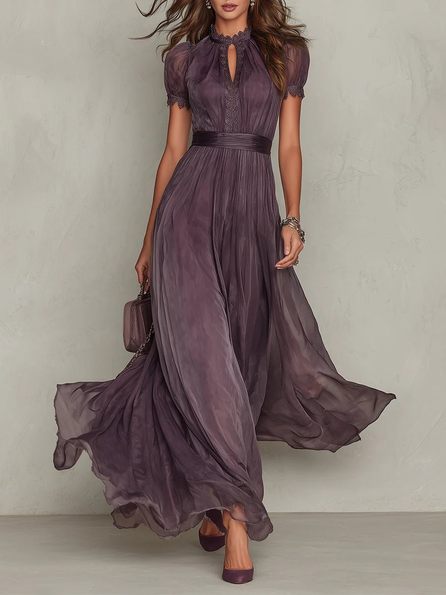 Clara Keyhole Maxi Dress with Flowing Chiffon Skirt