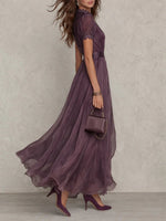 Clara Keyhole Maxi Dress with Flowing Chiffon Skirt