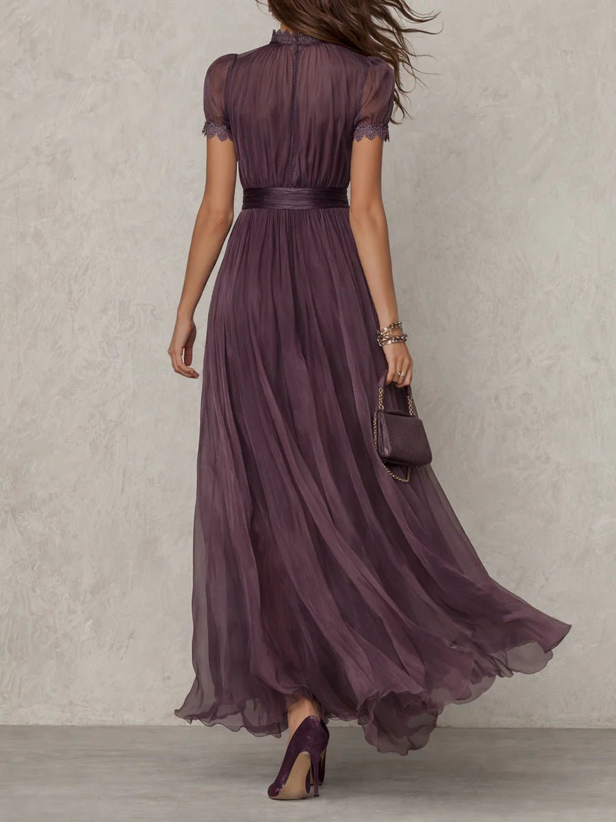 Clara Keyhole Maxi Dress with Flowing Chiffon Skirt