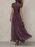 Clara Keyhole Maxi Dress with Flowing Chiffon Skirt