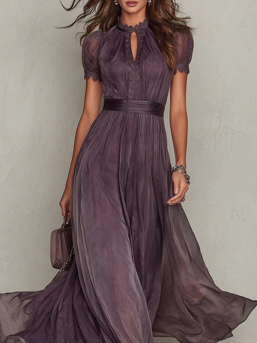 Clara Keyhole Maxi Dress with Flowing Chiffon Skirt