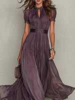 Clara Keyhole Maxi Dress with Flowing Chiffon Skirt