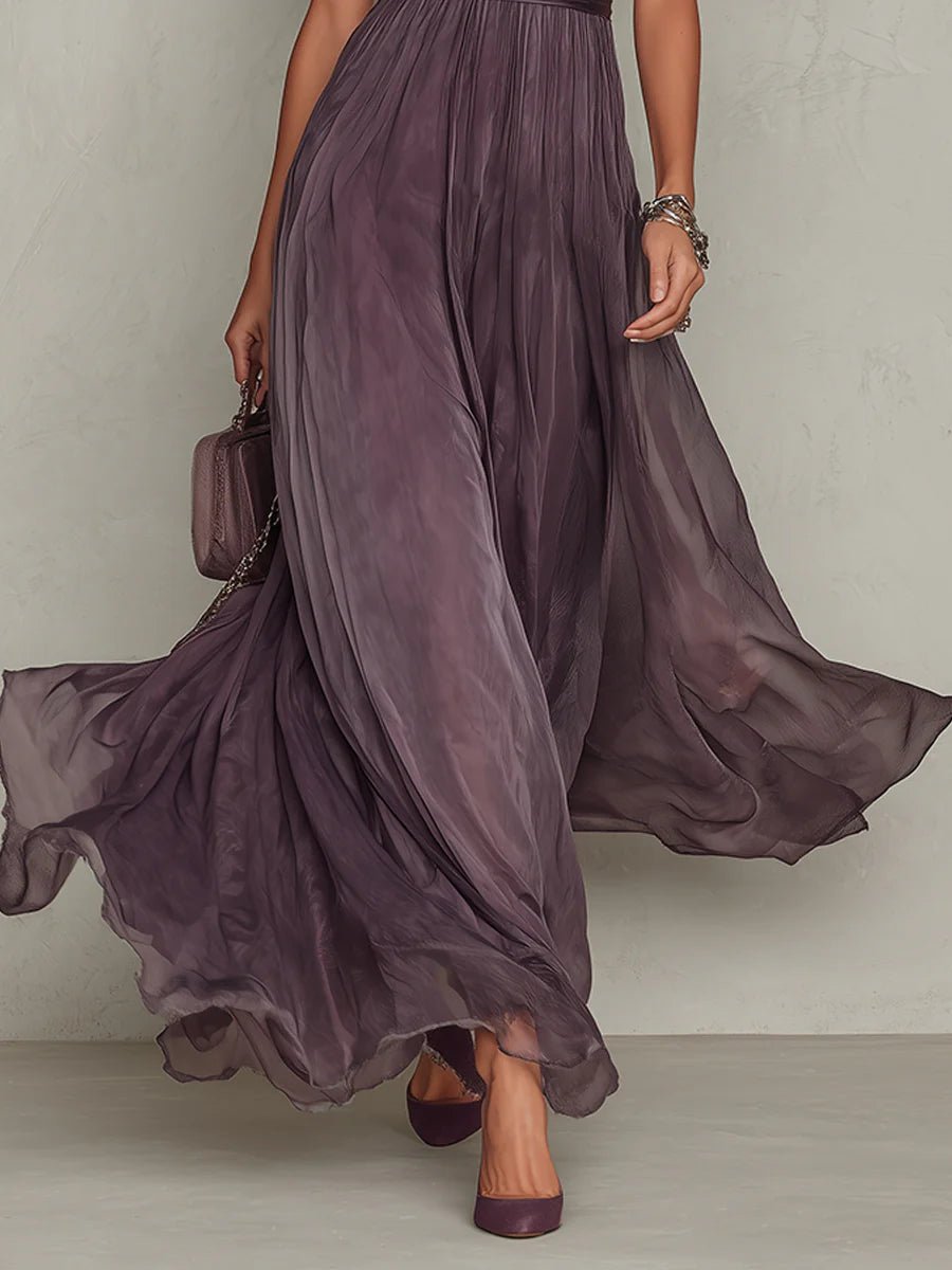 Clara Keyhole Maxi Dress with Flowing Chiffon Skirt