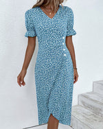 Sophie Short-Sleeve V-Neck Wrap Midi Dress