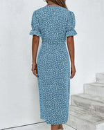 Sophie Short-Sleeve V-Neck Wrap Midi Dress