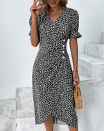 Sophie Short-Sleeve V-Neck Wrap Midi Dress