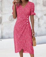 Sophie Short-Sleeve V-Neck Wrap Midi Dress