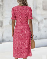 Sophie Short-Sleeve V-Neck Wrap Midi Dress