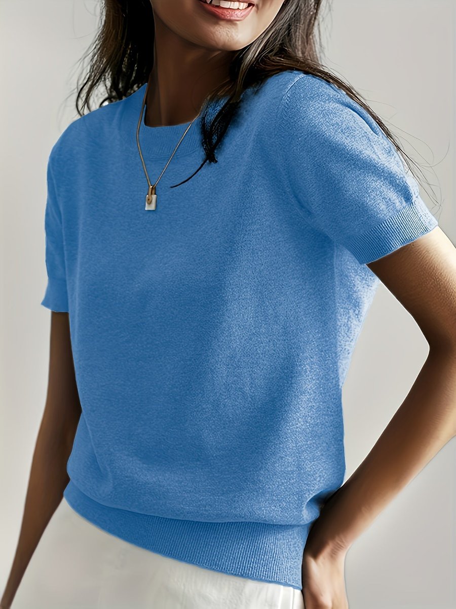 Nora Short Sleeve Crewneck Knit Top