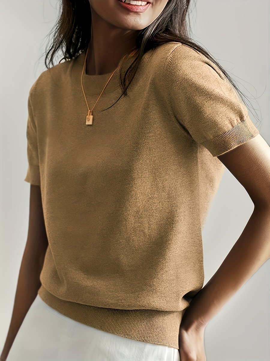 Nora Short Sleeve Crewneck Knit Top