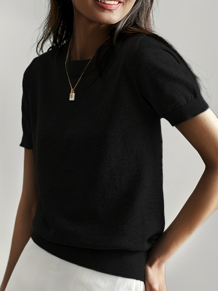Nora Short Sleeve Crewneck Knit Top