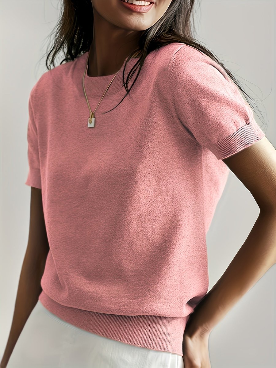Nora Short Sleeve Crewneck Knit Top