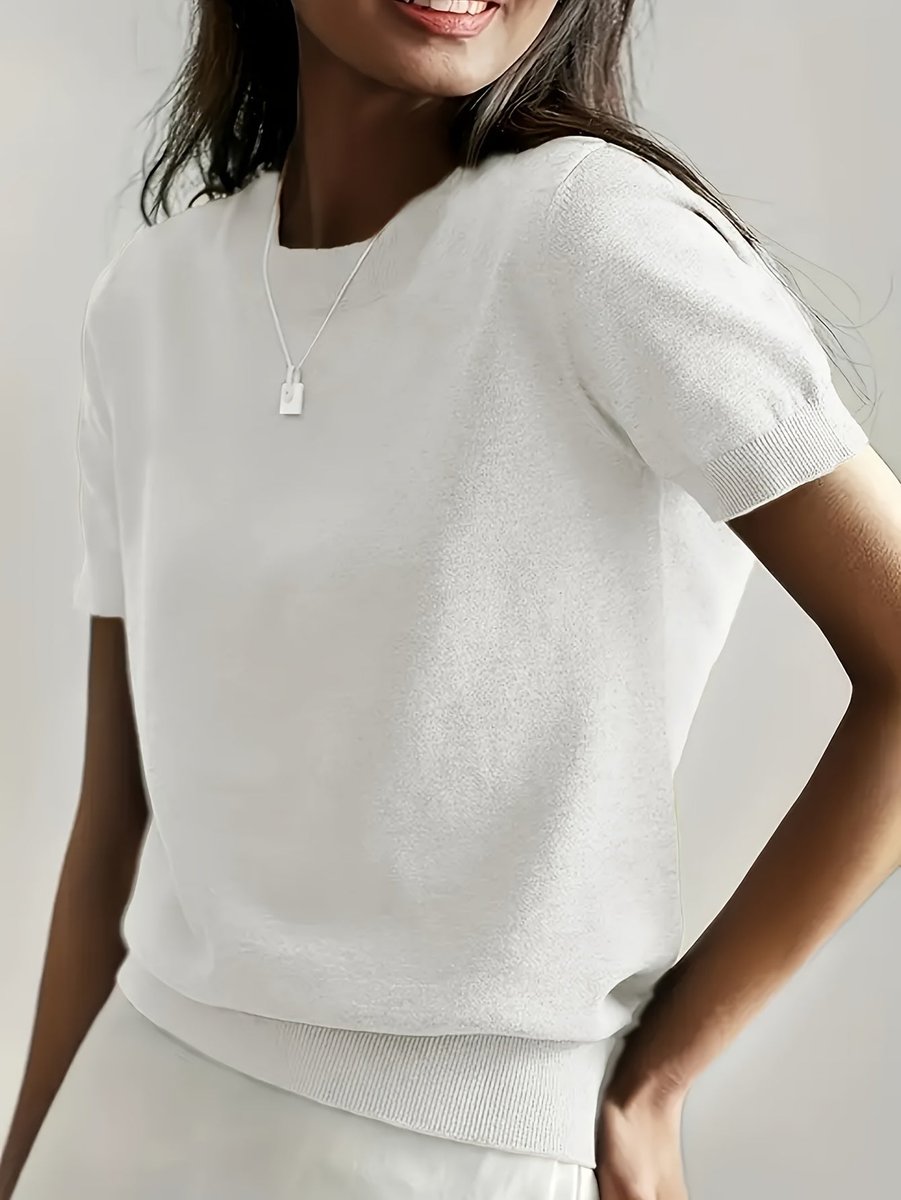 Nora Short Sleeve Crewneck Knit Top