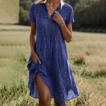 Frieda Short-Sleeve V-Neck Polka Dot Midi Dress