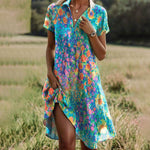 Frieda Short-Sleeve V-Neck Polka Dot Midi Dress