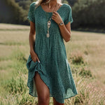 Frieda Short-Sleeve V-Neck Polka Dot Midi Dress