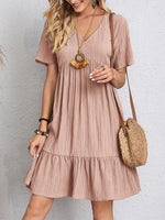 Charlotte Ruched Babydoll Summer Dress with V-Neck