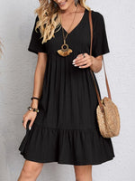Charlotte Ruched Babydoll Summer Dress with V-Neck