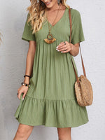 Charlotte Ruched Babydoll Summer Dress with V-Neck