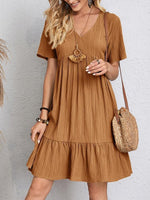 Charlotte Ruched Babydoll Summer Dress with V-Neck