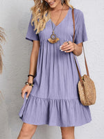 Charlotte Ruched Babydoll Summer Dress with V-Neck
