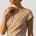 Nora Short-Sleeve Draped Wrap Blouse