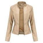Katharina Cropped Tailored Faux Leather Biker Jacket