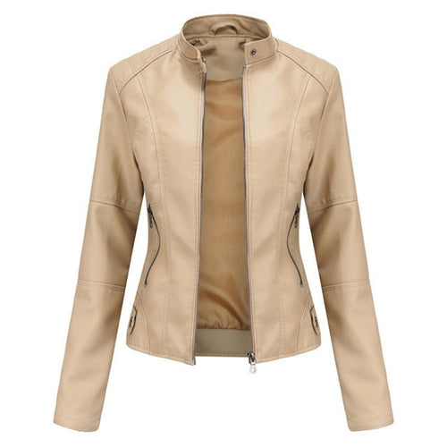 Katharina Cropped Tailored Faux Leather Biker Jacket