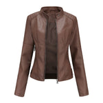 Katharina Cropped Tailored Faux Leather Biker Jacket