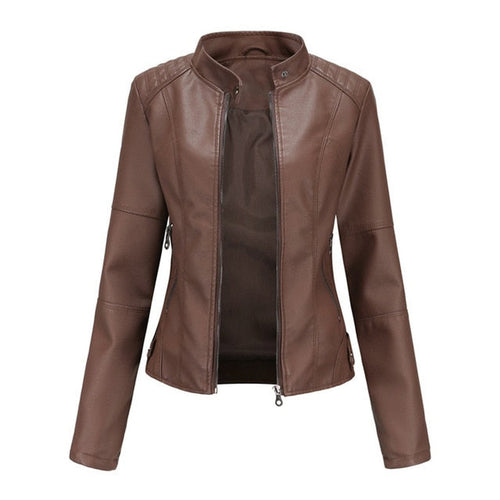 Katharina Cropped Tailored Faux Leather Biker Jacket