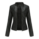 Katharina Cropped Tailored Faux Leather Biker Jacket