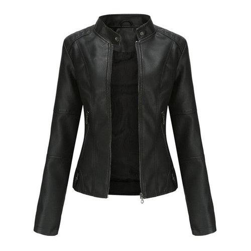 Katharina Cropped Tailored Faux Leather Biker Jacket